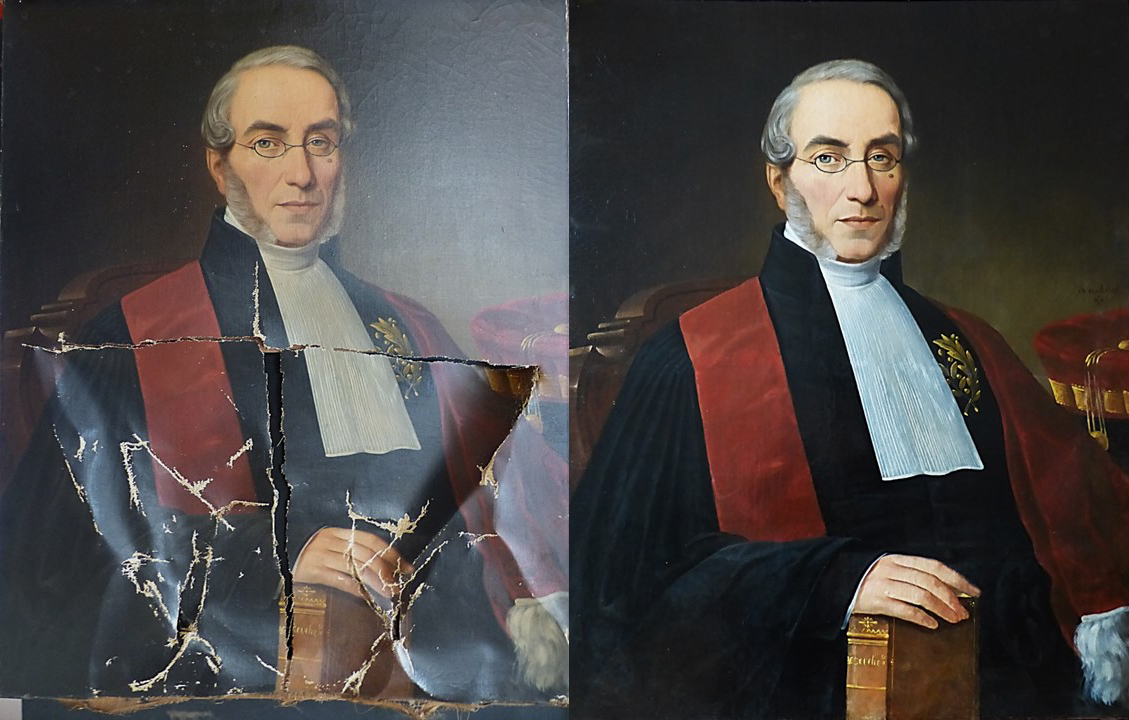 Dégrange par Abraham Constantin avant-après-RESTAURATIONS DES SUPPORTS